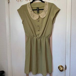 Urban Outfitters Johann Sage Green Collar Dress